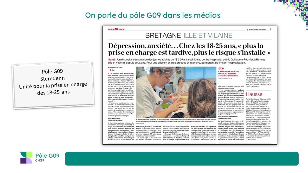 Article Ouest France paru en Avril 2026 concernant la prise en charge des 18 - 25 ans 