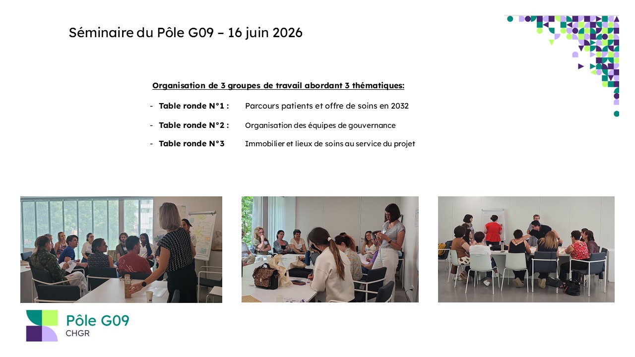 Les différentes tables rondes de la journée , permettant aux professionnels du pôle des réflexions autour de différents sujet