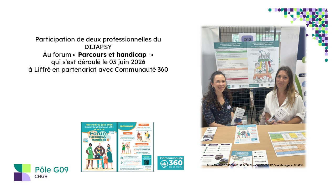 Participation de deux professionnelles du DIJAPSY au forum " Parcours et Handicap" du 03 juin 2026